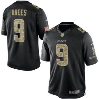 Nike Saints 9 Drew Brees Black Men Stitched NFL Limited Salute to Service Jersey
