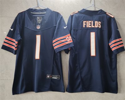 Men's Chicago Bears #1 Justin Fields Navy 2023 F.U.S.E. Vapor Untouchable Limited Stitched Football Jersey