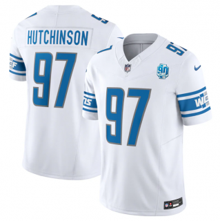 Men's Detroit Lions #97 Aidan Hutchinson White 2023 F.U.S.E. 90th Anniversary Vapor Untouchable Limited Stitched Jersey