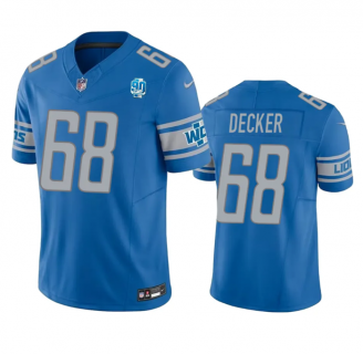 Men's Detroit Lions #68 Taylor Decker Blue 2023 F.U.S.E. 90th Anniversary Vapor Untouchable Limited Stitched Jersey