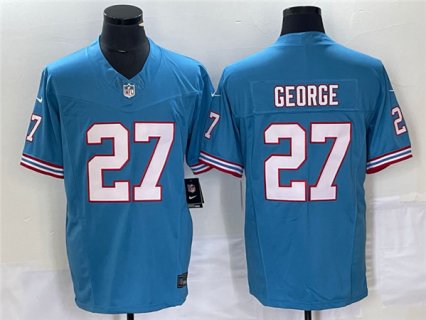Men's Tennessee Titans #27 Eddie George Light Blue 2023 F.U.S.E. Vapor Limited Throwback Stitched Football Jersey