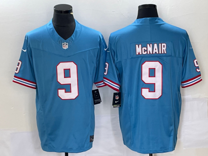 Men's Tennessee Titans #9 Steve McNair Light Blue 2023 F.U.S.E. Vapor Limited Throwback Stitched Football Jersey