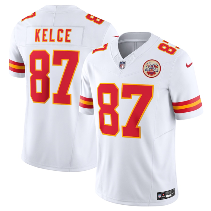 Men’s Kansas City Chiefs #87 Travis Kelce White 2023 F.U.S.E. Vapor Untouchable Limited Stitched Jersey